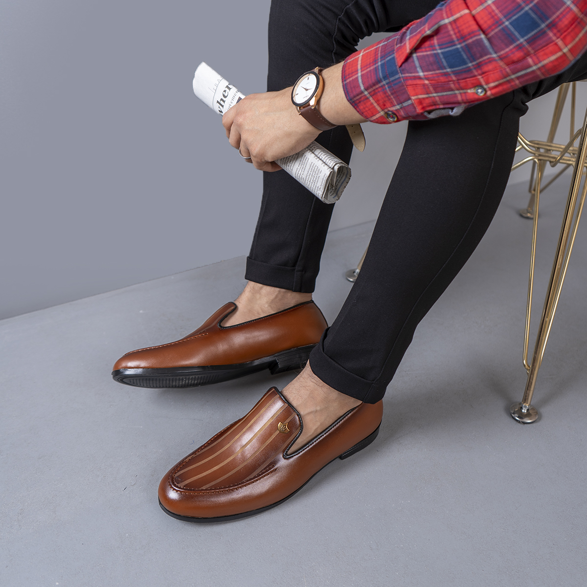 کفش کالج مردانه عسلی مدل Dever