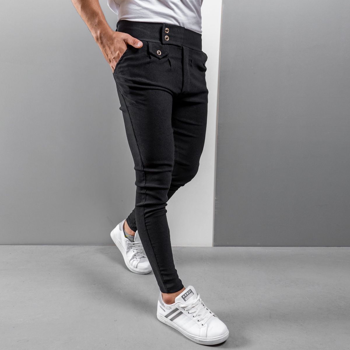 شلوار دو دكمه مردانه مشكي مدل Cedy