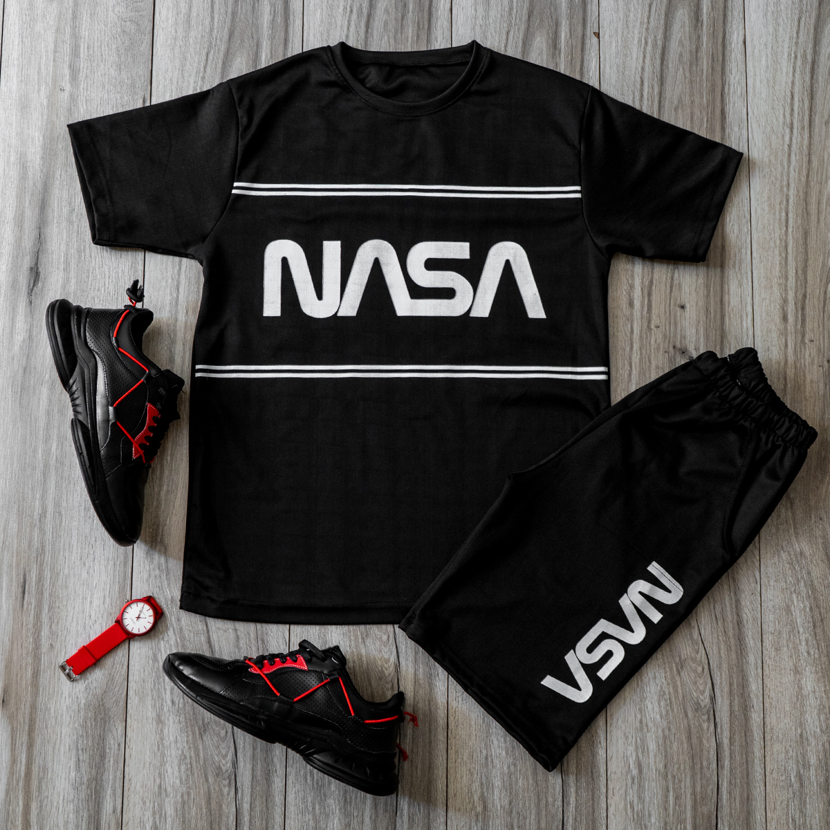 ست تیشرت شلوارک Nasa مردانه مدل Vansa