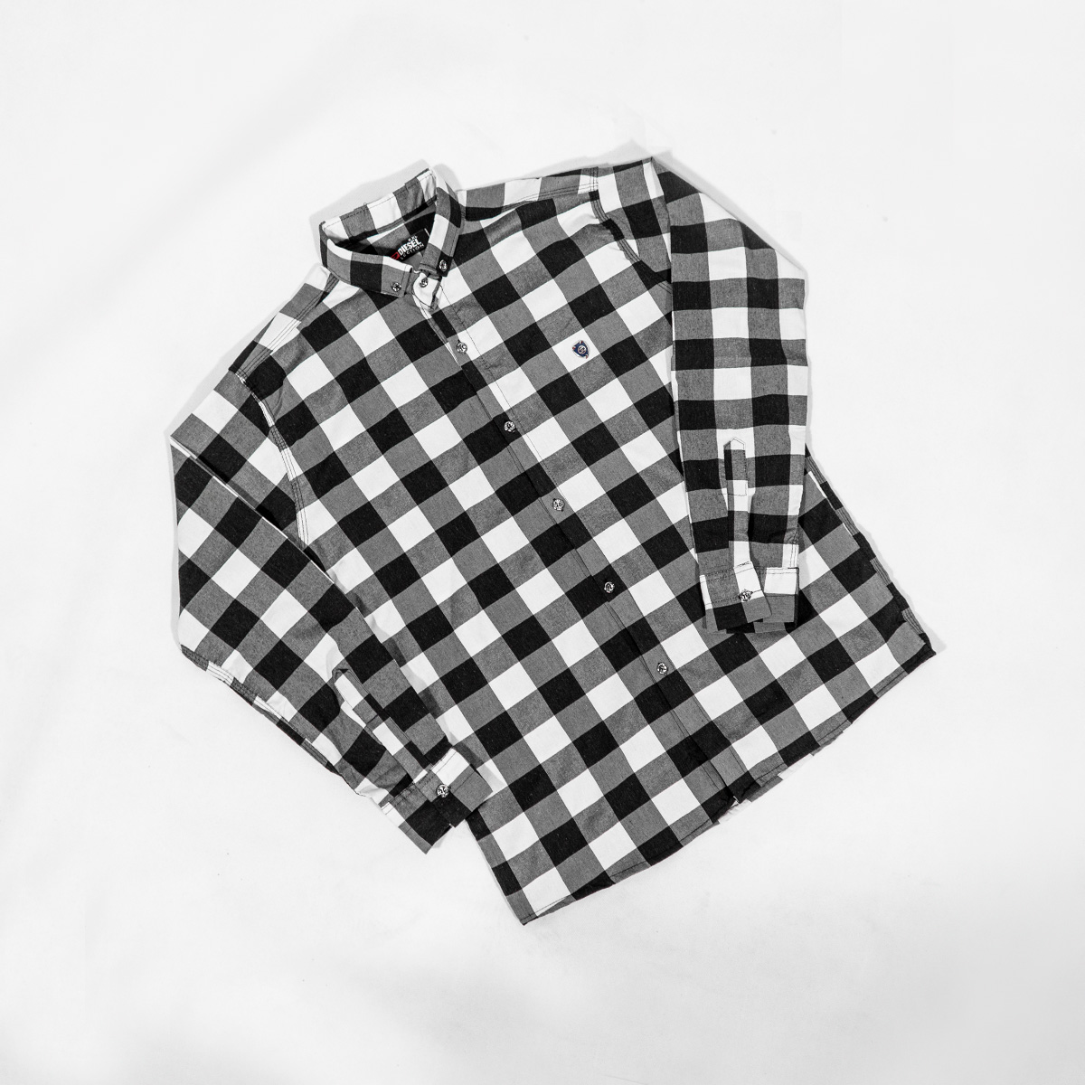 پیراهن چهار خونه مشکی سفید مردانه مدل Kiano