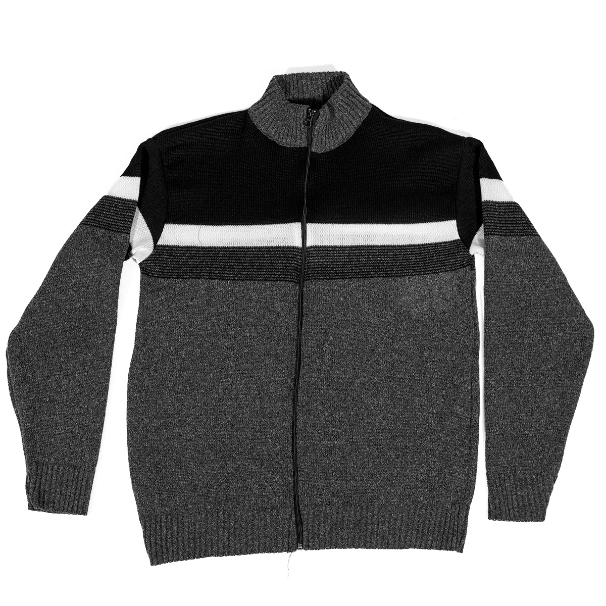 بافت مردانه زیپ دار دورنگ مشکی طوسی مدل shadima