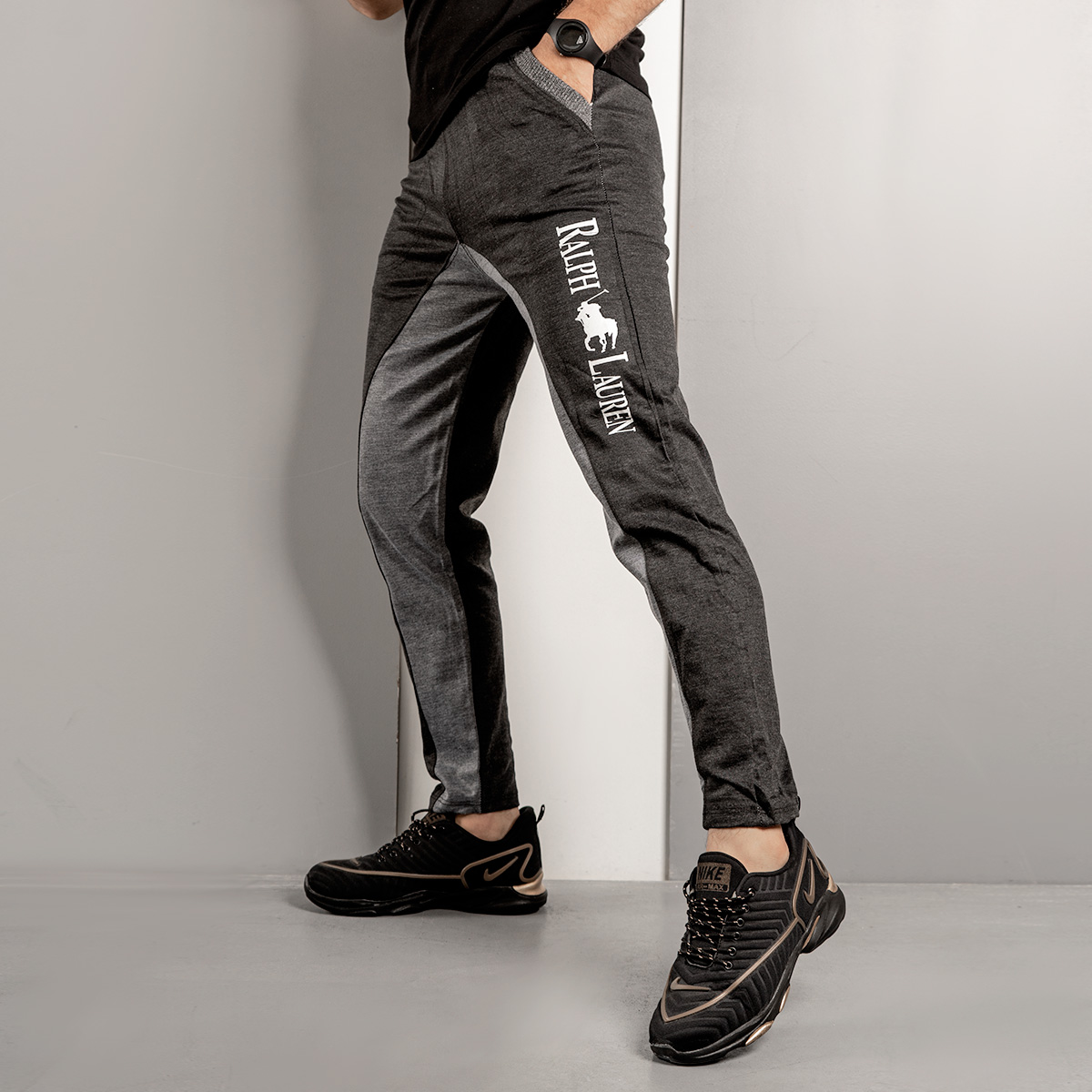 اسلش مردانه(T) دو رنگ مشکی طوسی مدلRL30