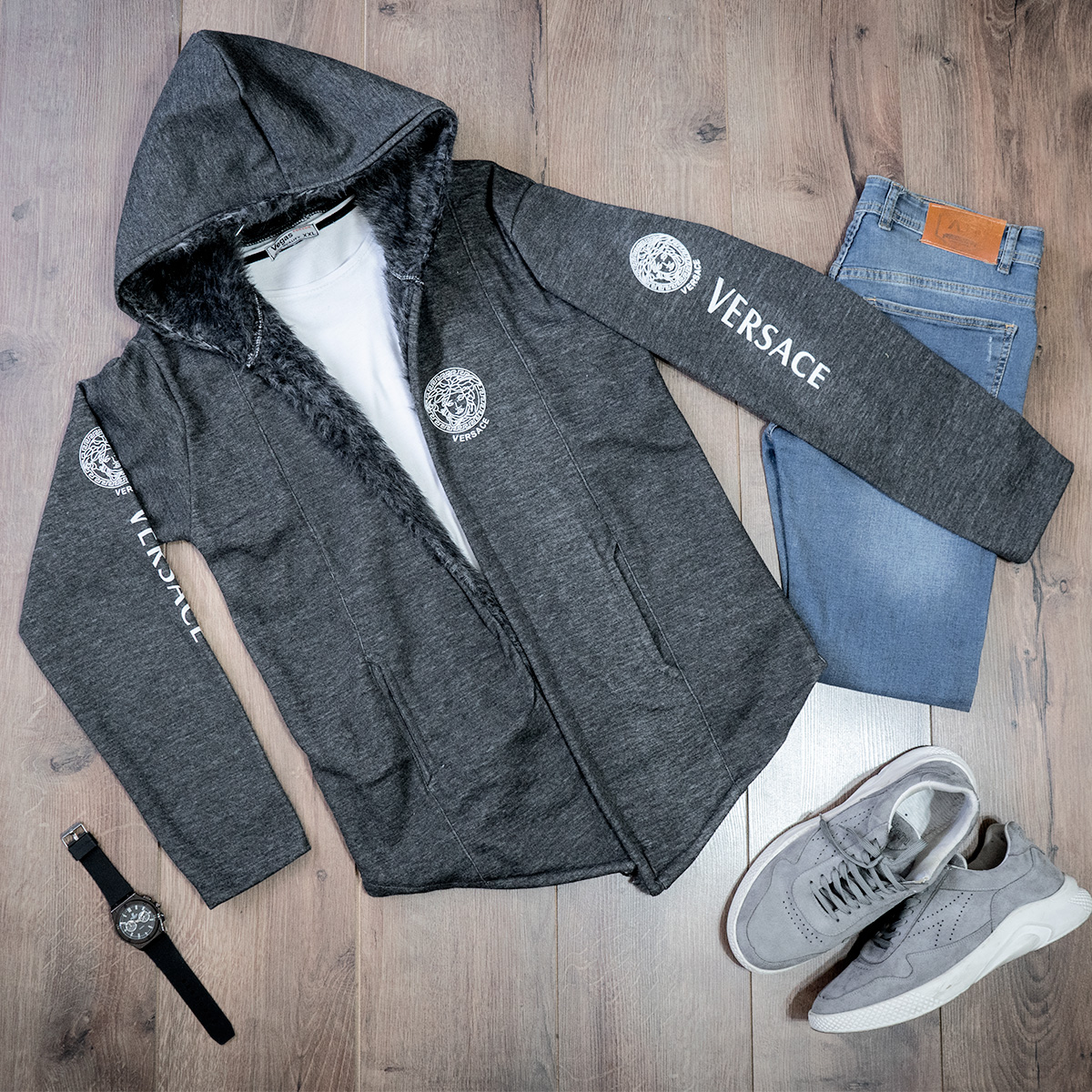 شنل مردانه ورساچه ذغالی مدلsogi