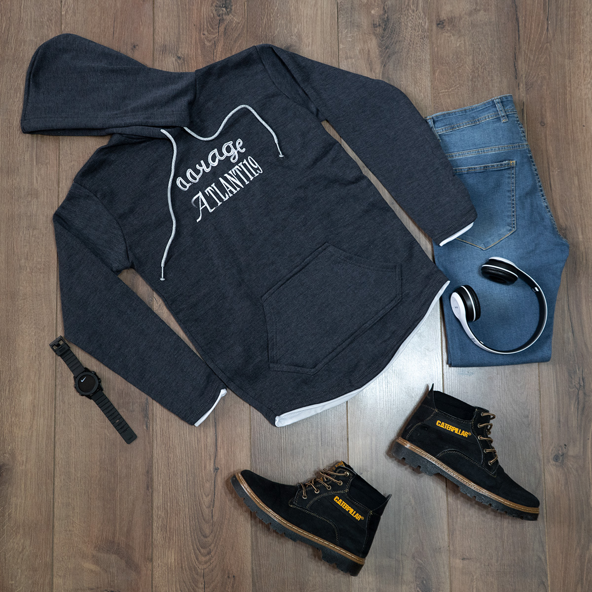 هودی سرمه ای مردانه مدل Atlanti