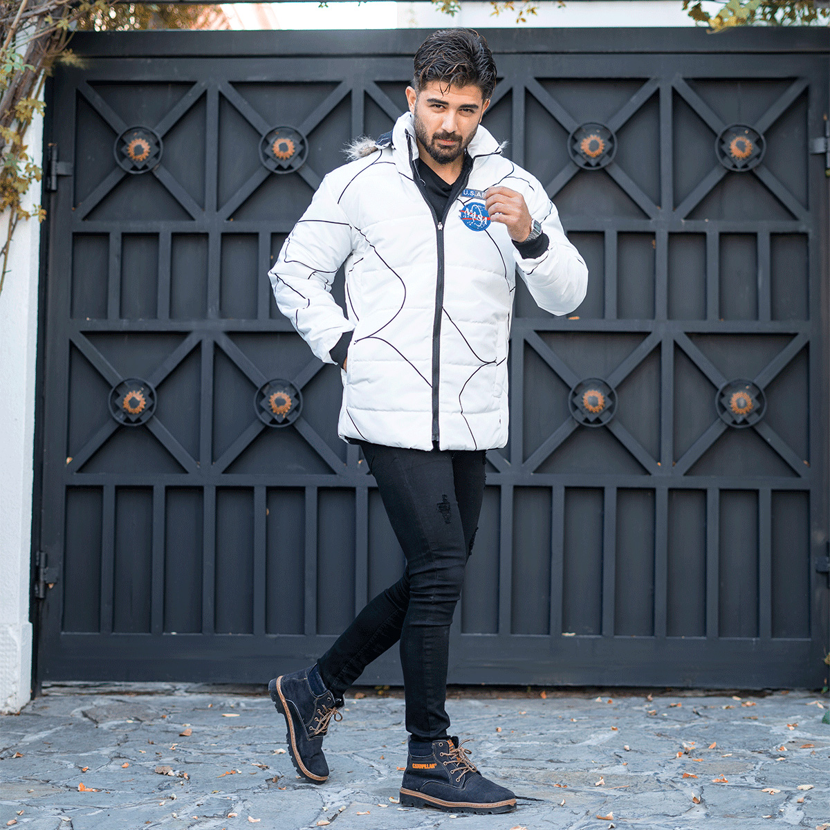 کاپشن مردانه سفید مدل Nasa