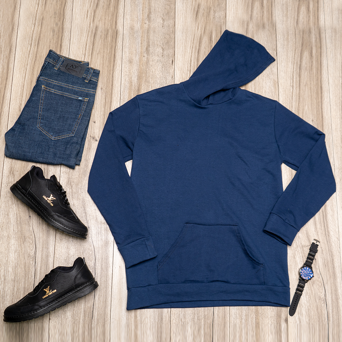 هودی مردانه سرمه ای مدل Ramtin