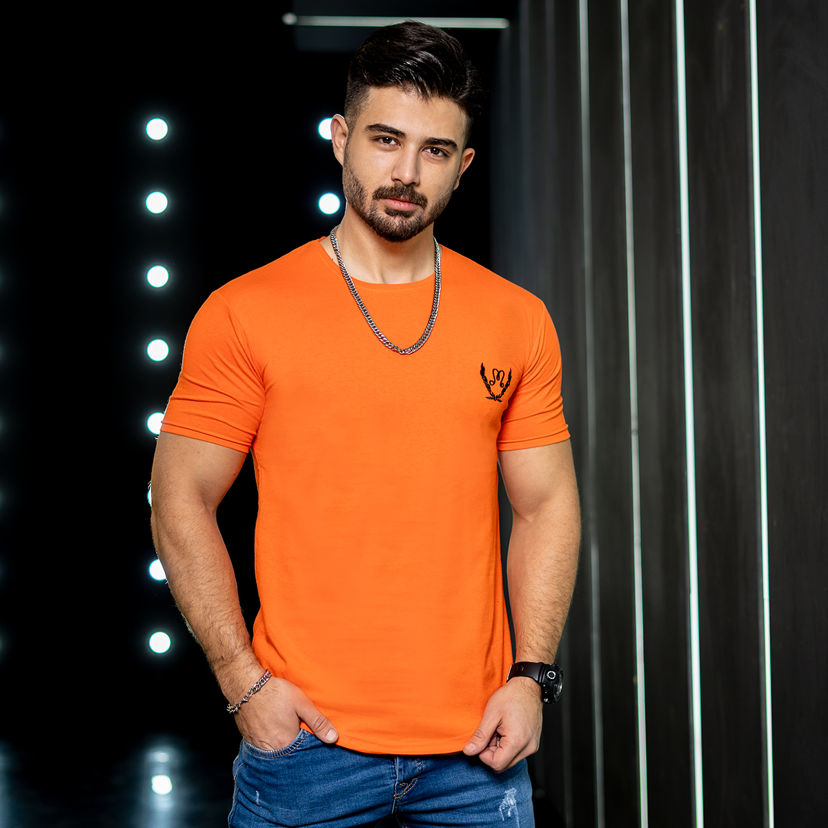 تیشرت مردانه نارنجی مدل Maron