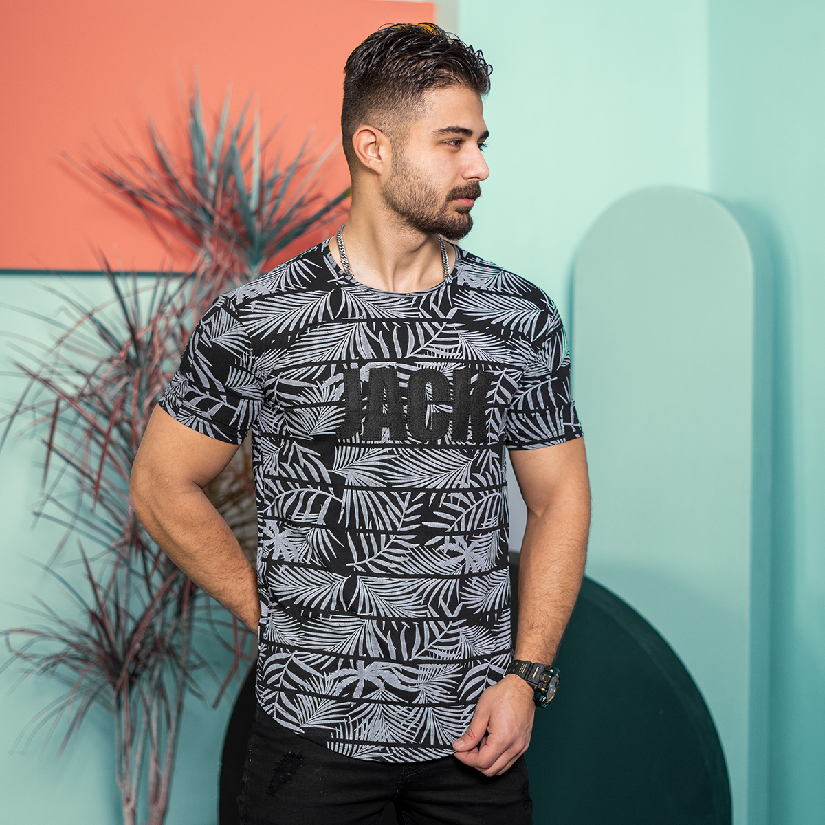 تیشرت مردانه مشکی مدل Jack