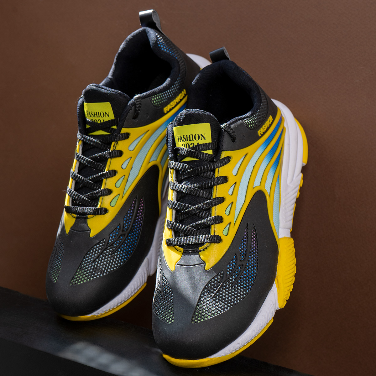 کفش ورزشی Fashion مردانه مشکی زرد مدلG550