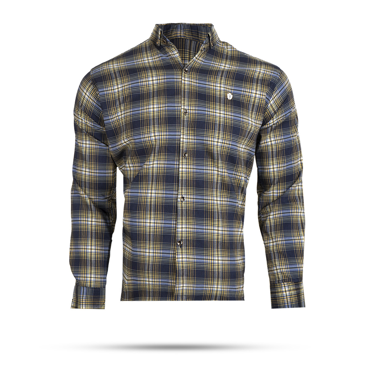 پیراهن چهارخونه آبی زرد مردانه مدل Z22