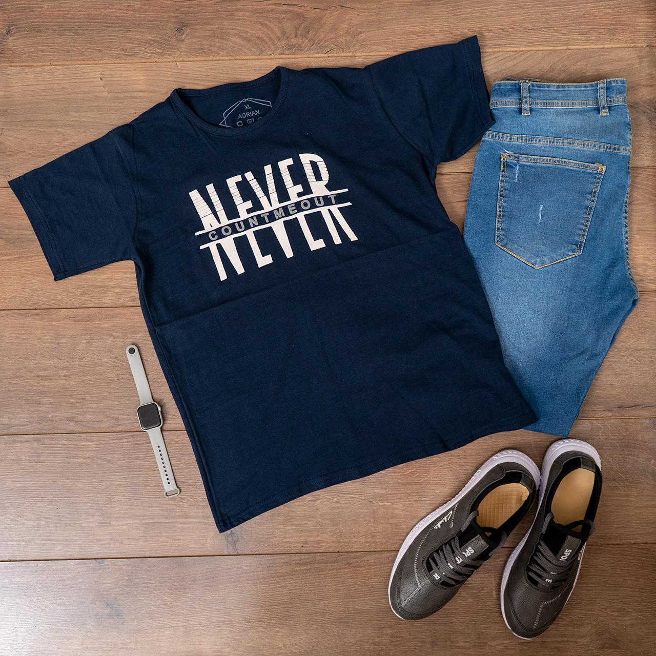 تیشرت مردانه (T) سرمه ای مدل never