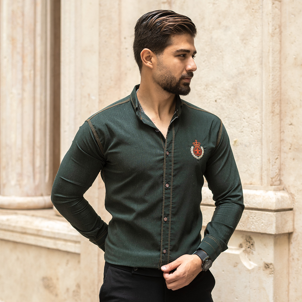 پیراهن مردانه سبز(T)مدل gabi