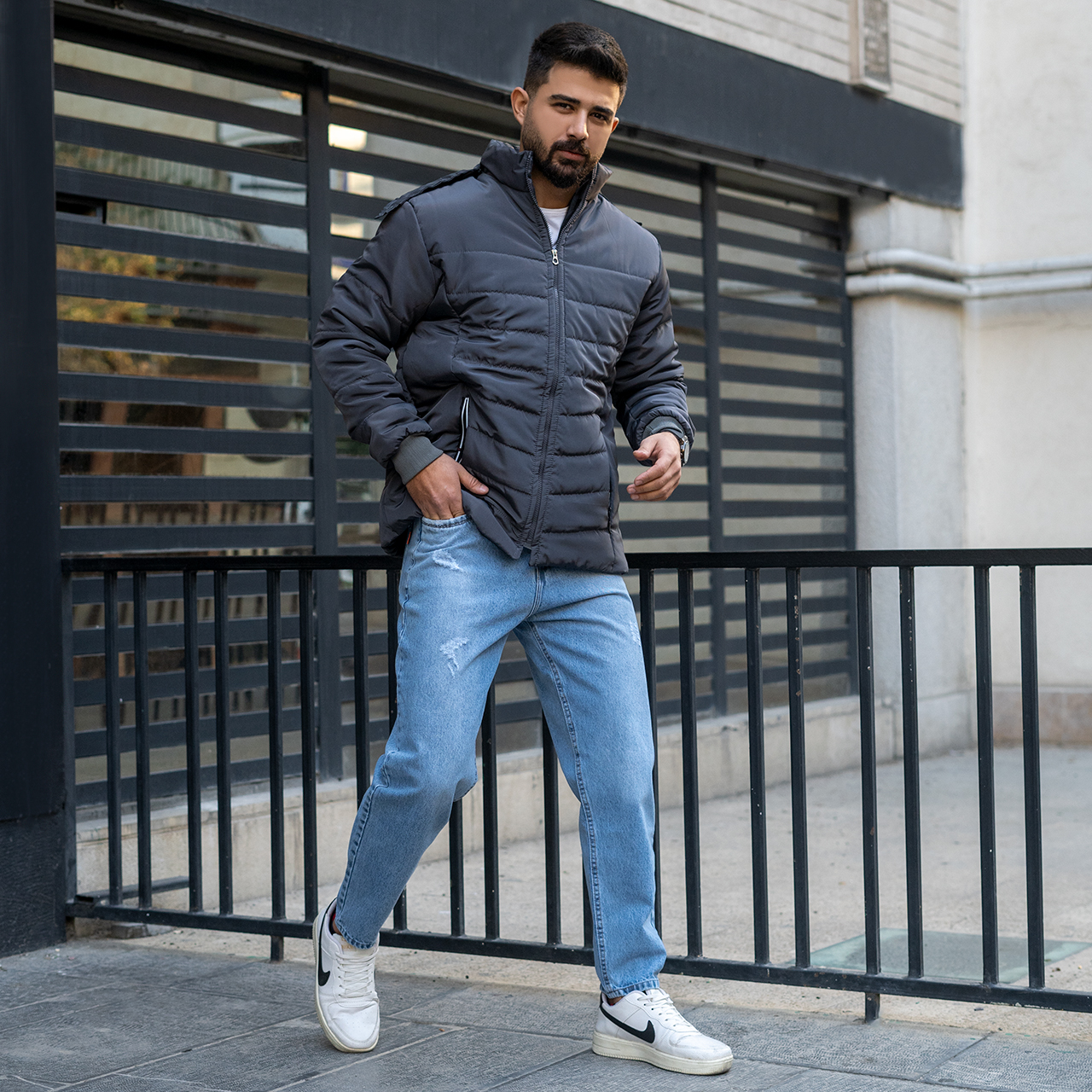 کاپشن مردانه نوک مدادی مدل Aidin