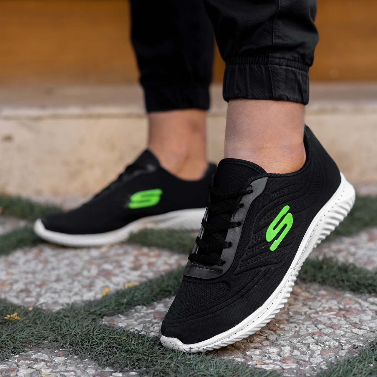 کفش ورزشی (T) مردانه اسکچرزمشکی سبز مدل A14