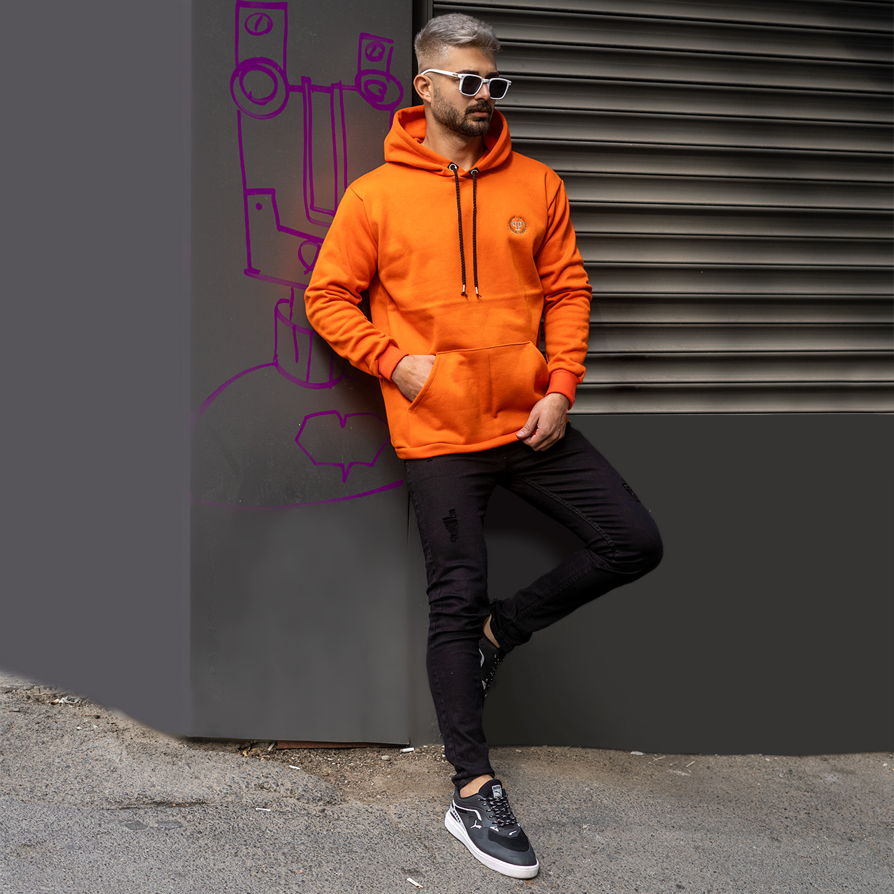 هودی مردانه نارنجی مدل Zanko