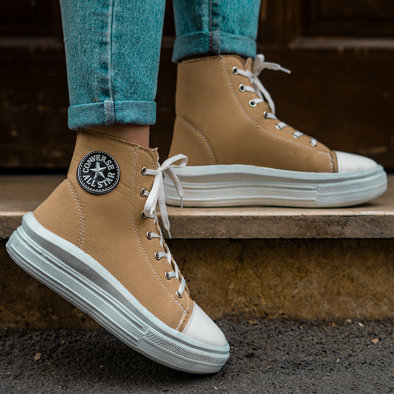 کفش ورزشی ساقدار کرم All Star زنانه مدل Vensa