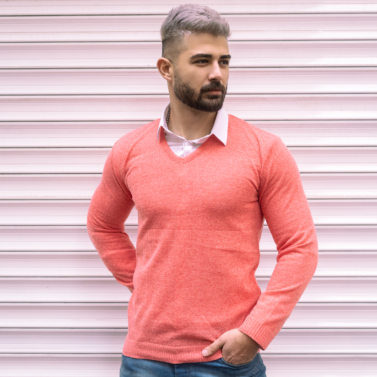 پلیوربافت یقه هفت صورتی مردانه مدلsorosh