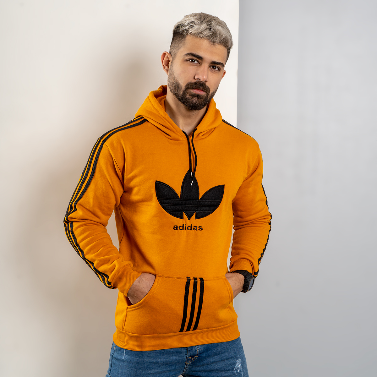 هودی مردانه Adidas خردلی مدل Patrick