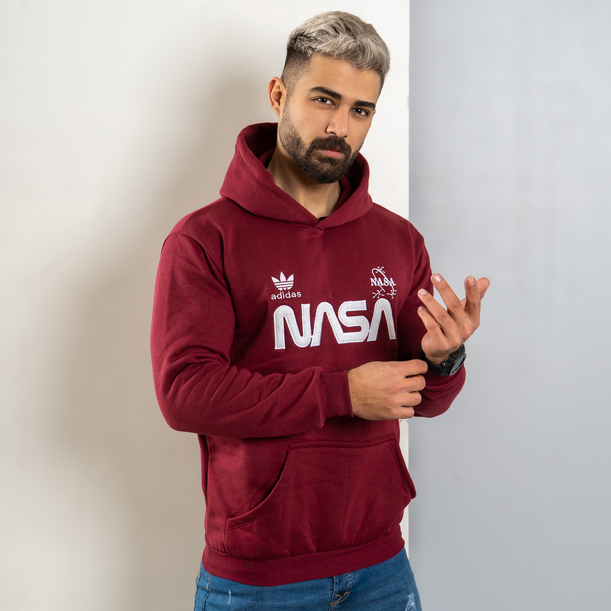 هودی مردانه Nasa زرشکی مدل Jason