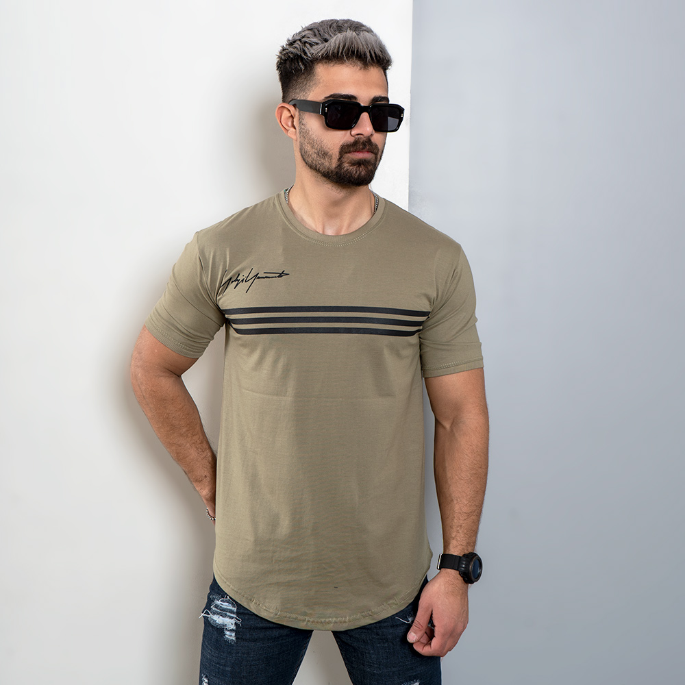 تیشرت مردانه سه خط سبز مدل DENVER