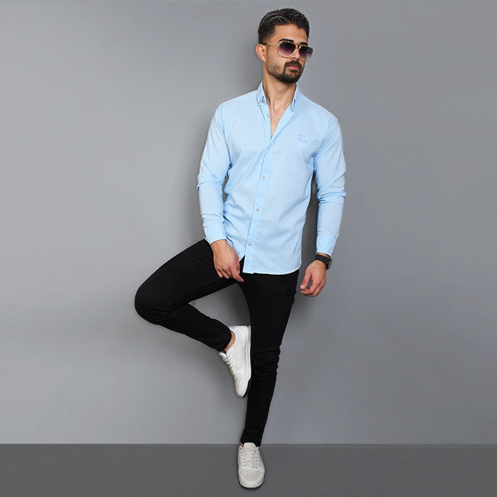 پیراهن مردانه آبی روشن مدل Fendi