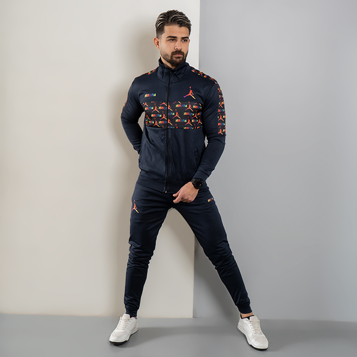 ست سوئیشرت شلوار مردانه سرمه ای مدل Jordan