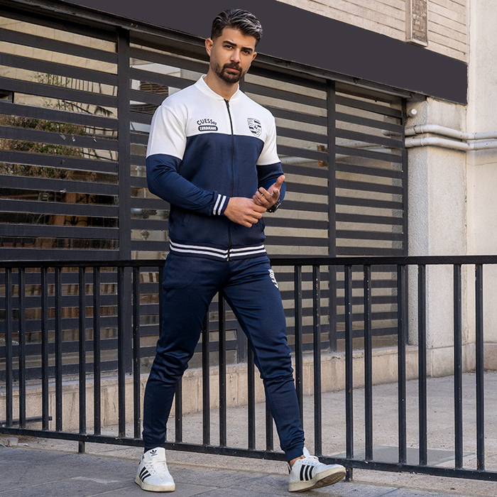 ست سوئیشرت شلوار مردانه سرمه ای مدل Guess