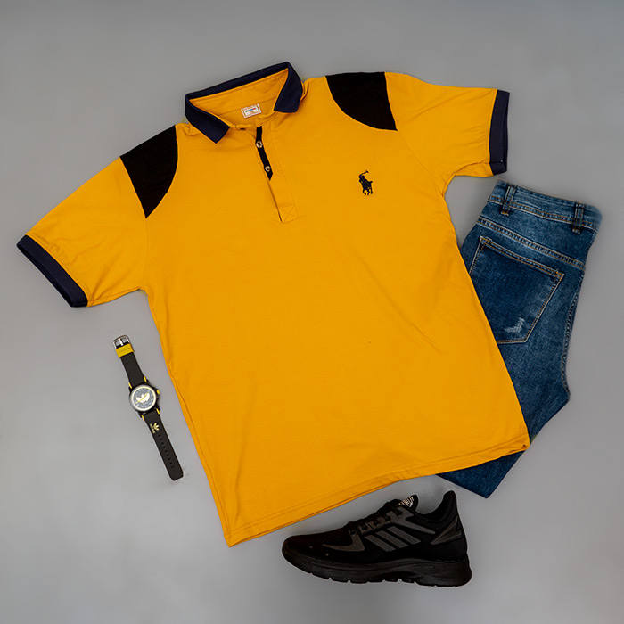 تیشرت Polo خردلی مردانه مدل HAKO