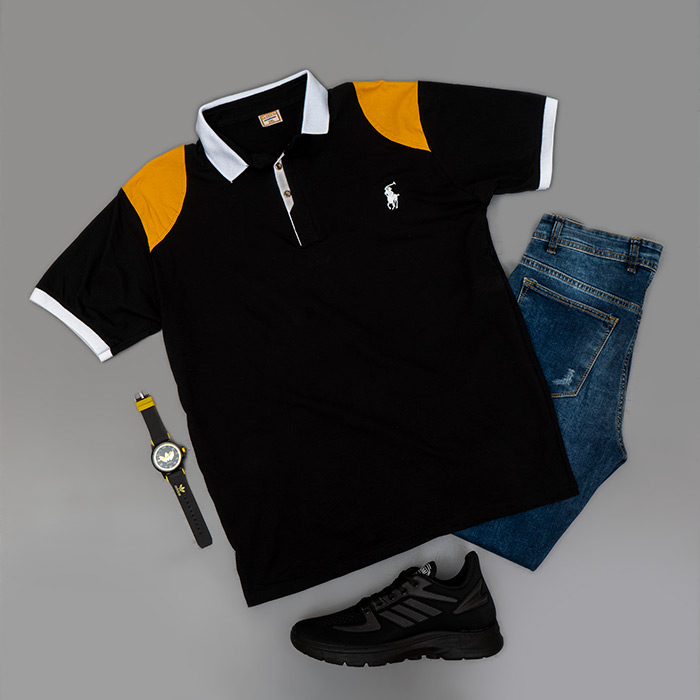 تیشرت Polo مشکی مردانه مدل HAKO