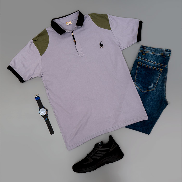 تیشرت Polo طوسی مردانه مدل HAKO