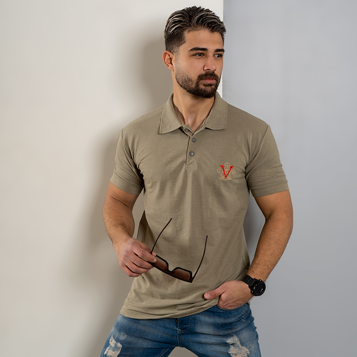 تیشرت V سبز مردانه مدل Sadra