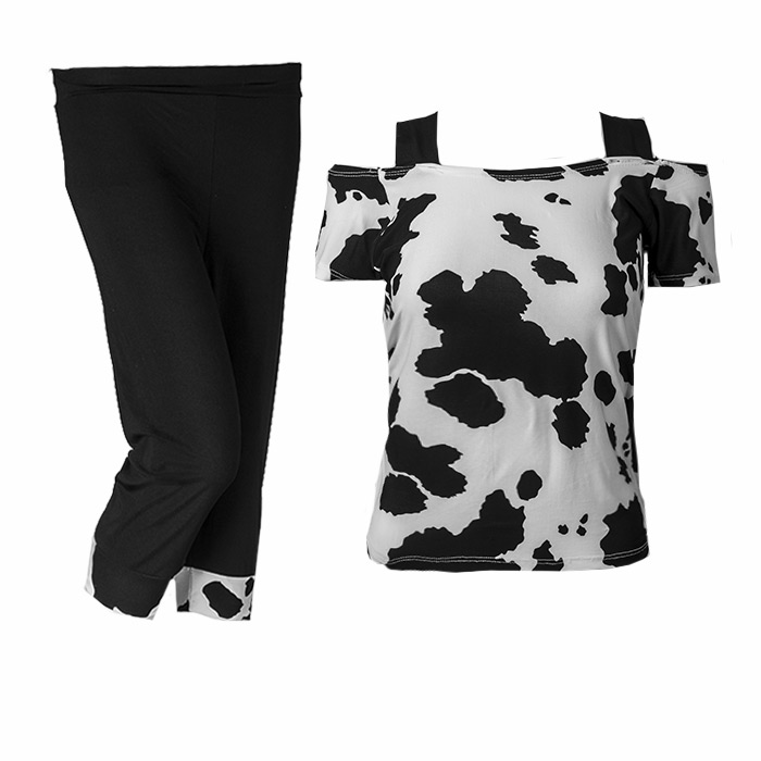 ست دخترانه تاپ شلوارک طرح گاو مدل Sevin