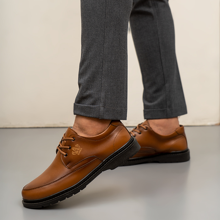 کفش تخت مردانه عسلی مدل NOYAN