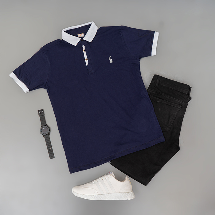 تیشرت مردانه سرمه ای مدل Polo90