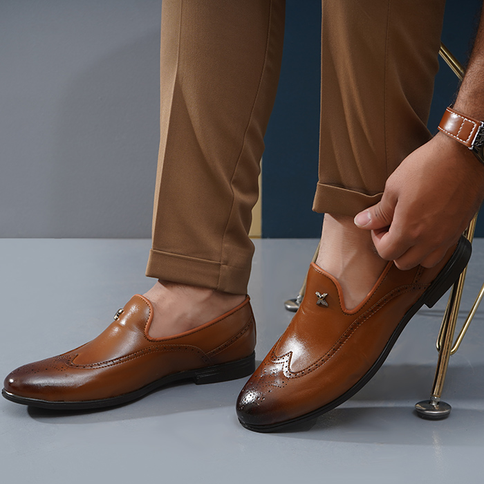 کفش کالج مردانه عسلی مدل Zinax