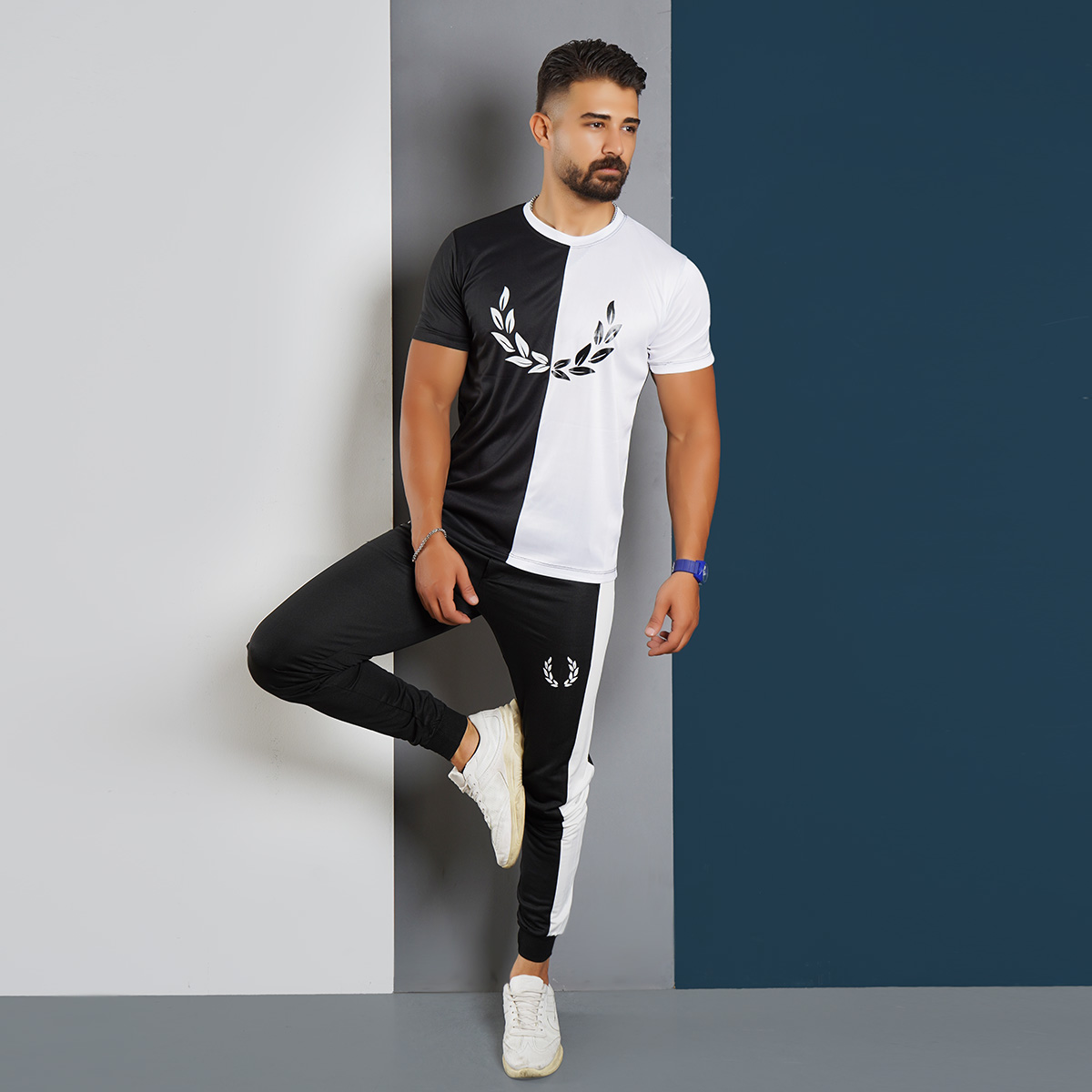 ست تیشرت شلوار طرح برگ مردانه مدل payam