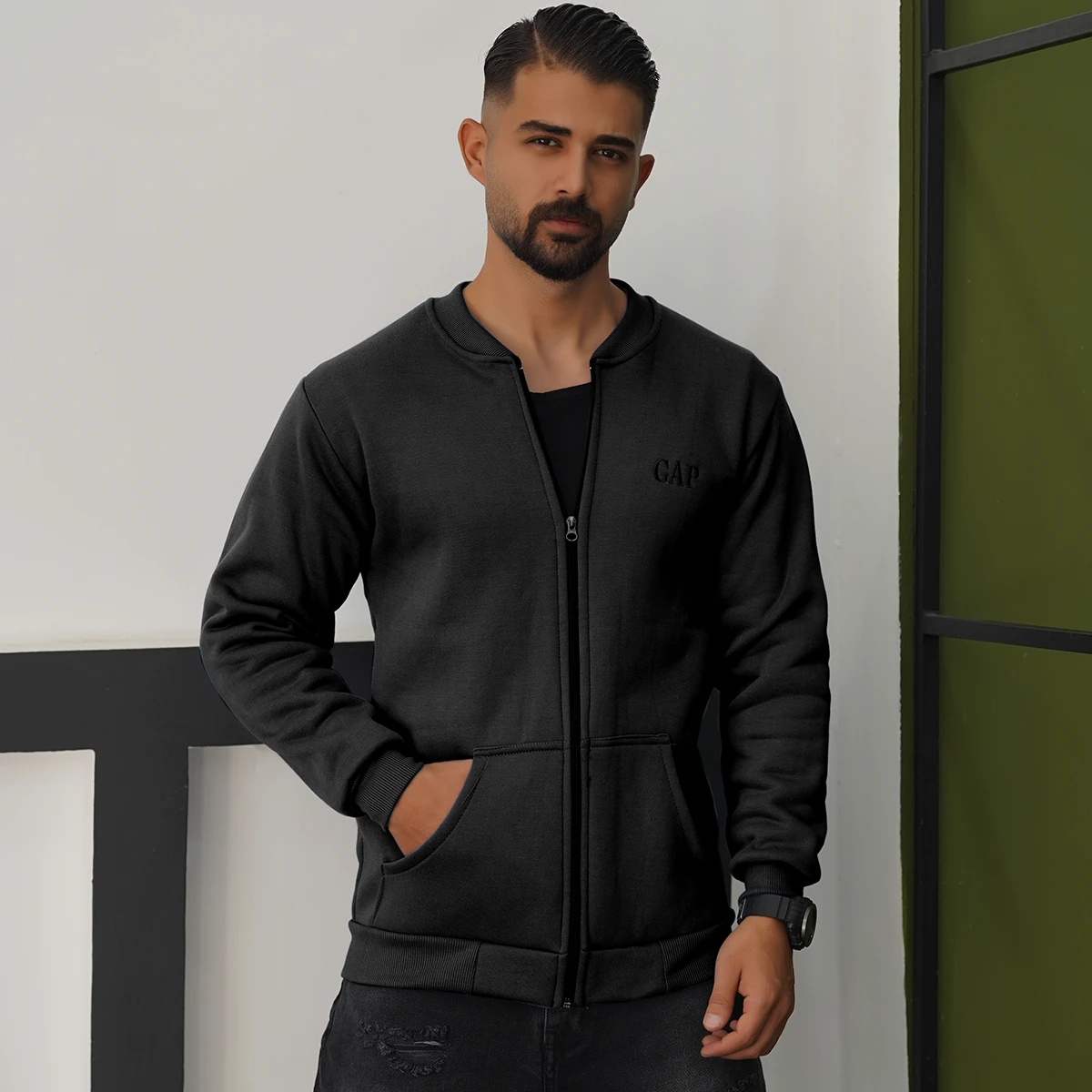 سوییشرت مردانه مشکی مدل GAP