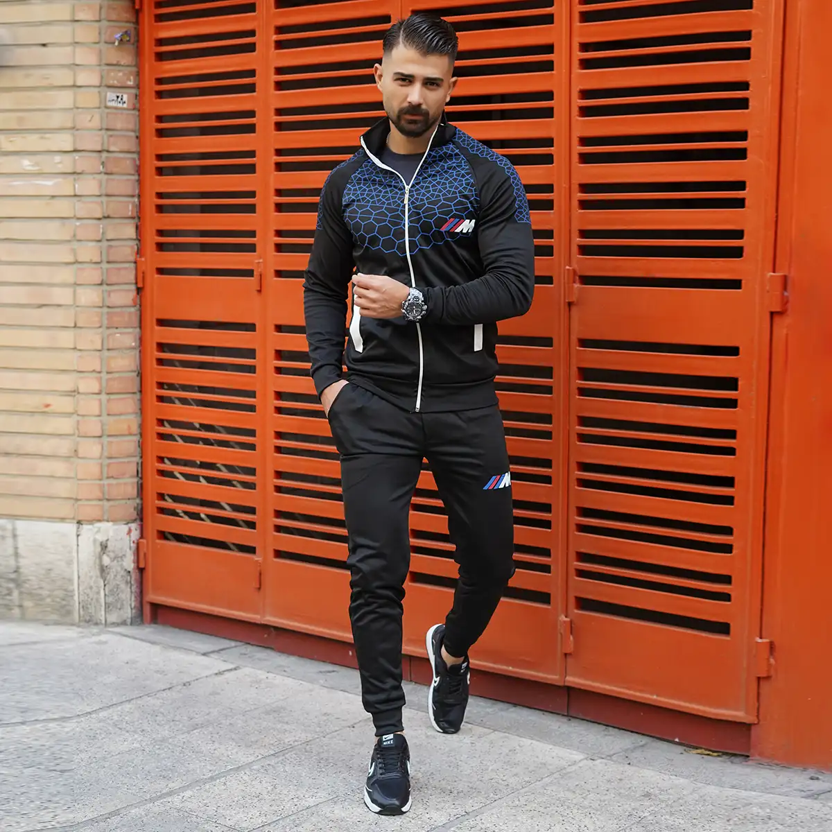 ست سوئیشرت شلوار آبی مشکی مردانه مدل matio