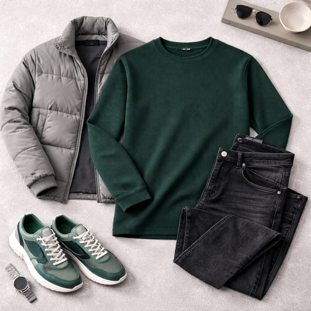 بلوز مردانه آستین بلند سبز مدل Atra