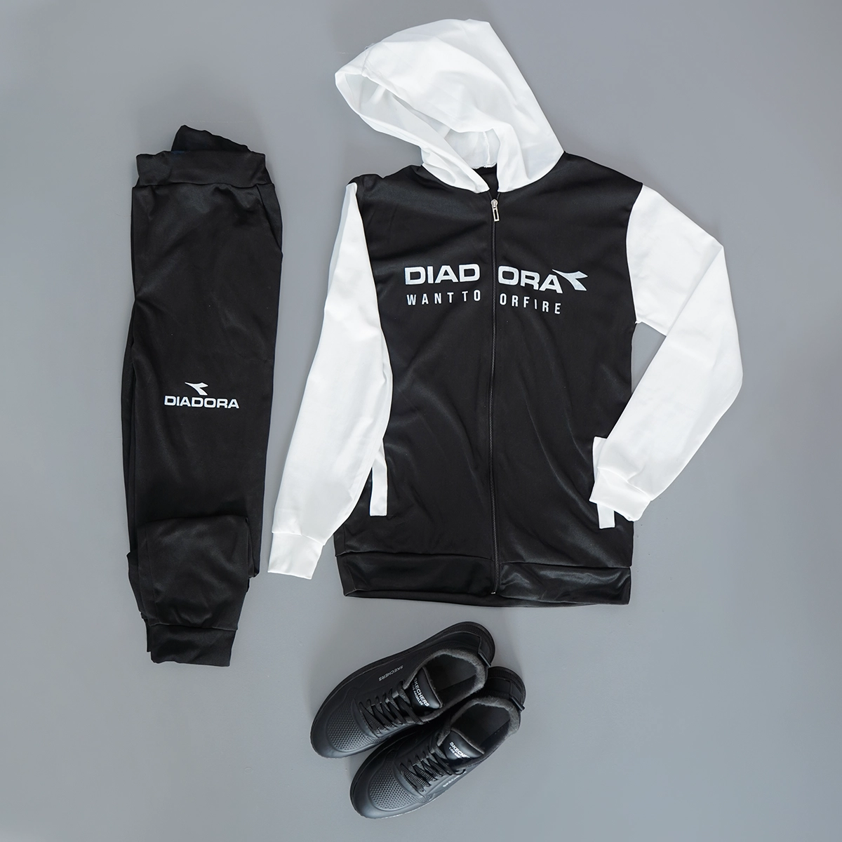 ست سوییشرت شلوار مردانه مشکی مدل Diadora