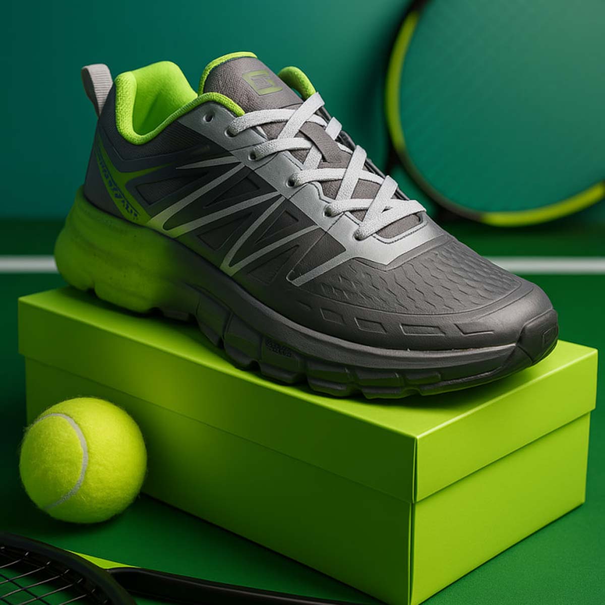 کفش ورزشی مردانه طوسی سبز مدل Simba