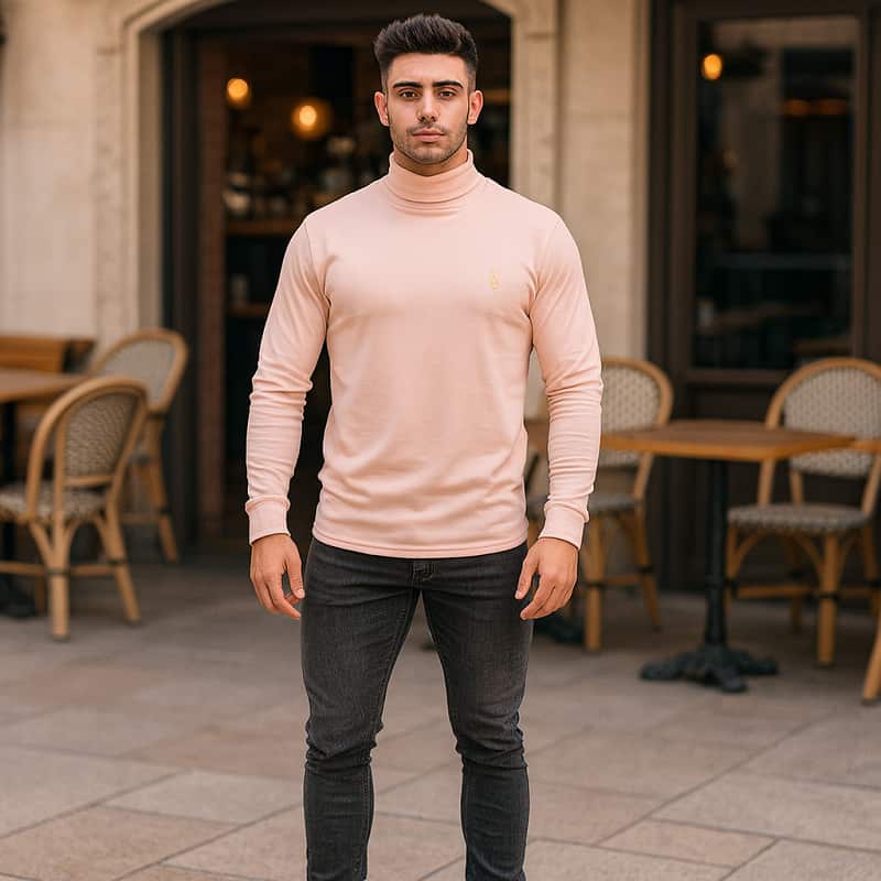 یقه اسکی مردانه کرم مدل POLO