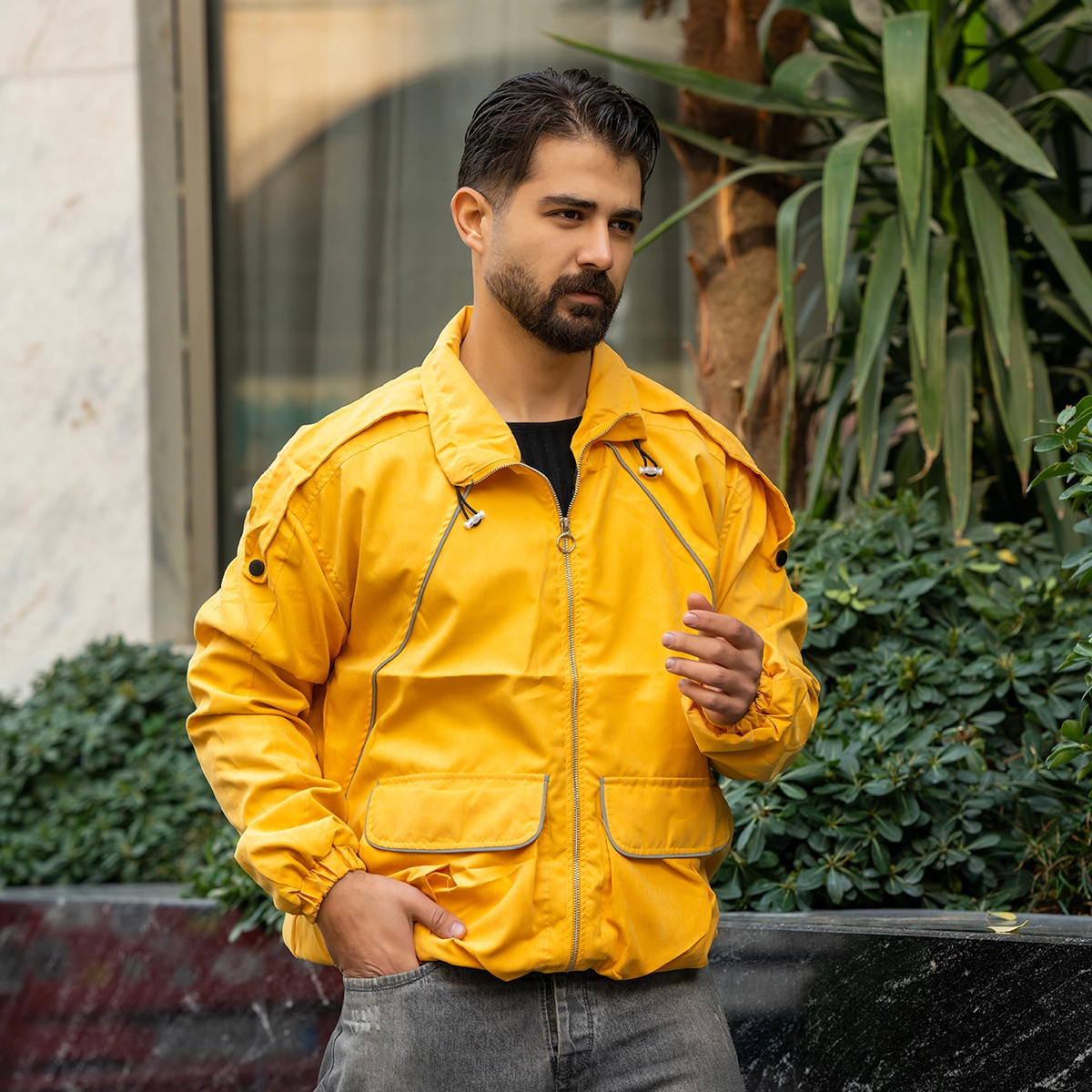 کاپشن میکرو زرد مردانه مدل Panama