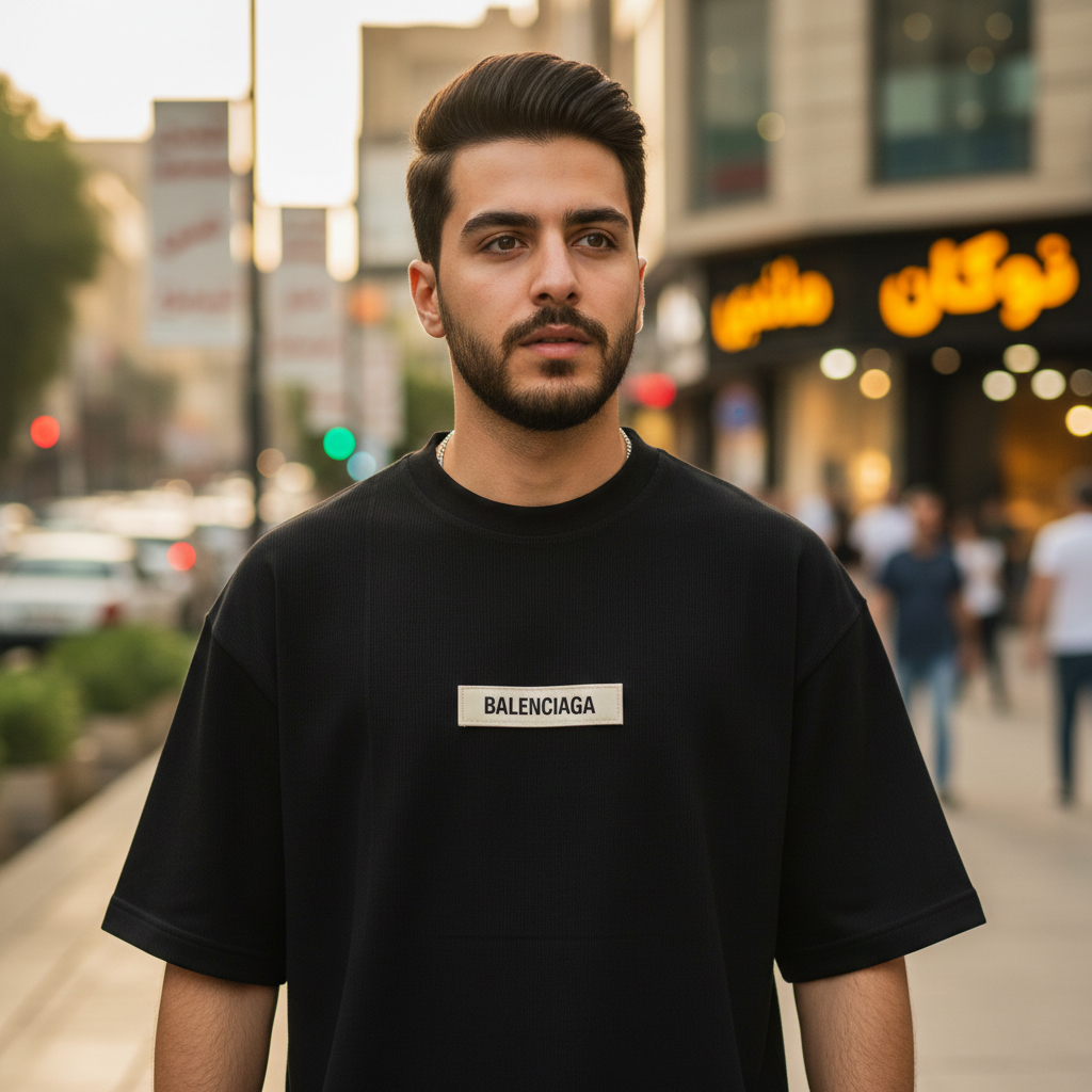 تیشرت مراکشی کبریتی مشکی بالنسیاگا