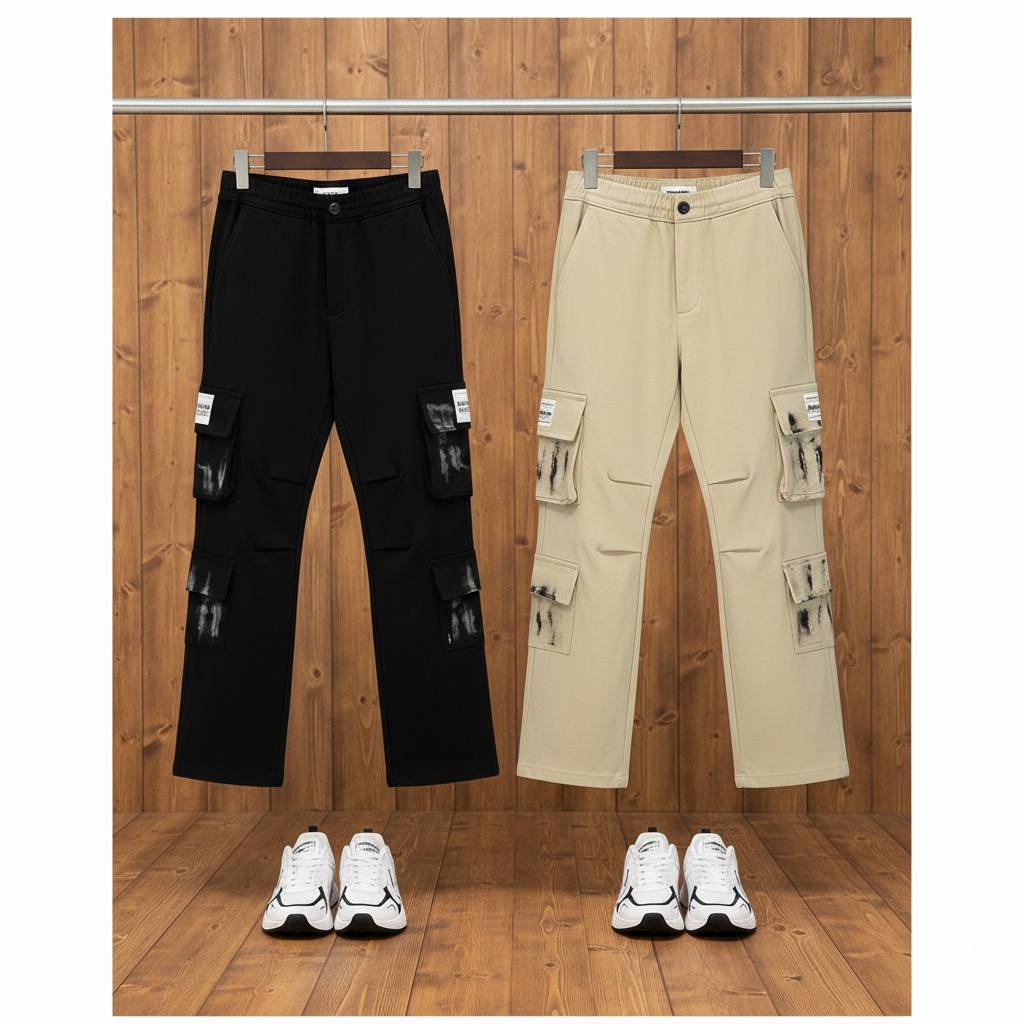 شلوار کارگو شش جیب پایین زیپ مدل sami-مشکی