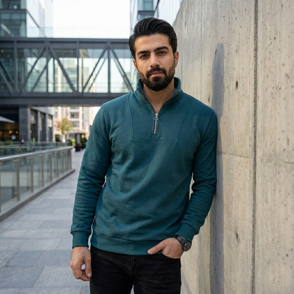 دورس مردانه نیم زیپ مدل Behbod-سبز