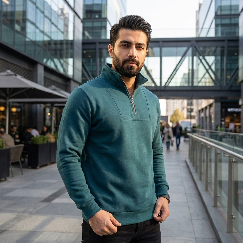 دورس مردانه نیم زیپ مدل Behbod-سبز