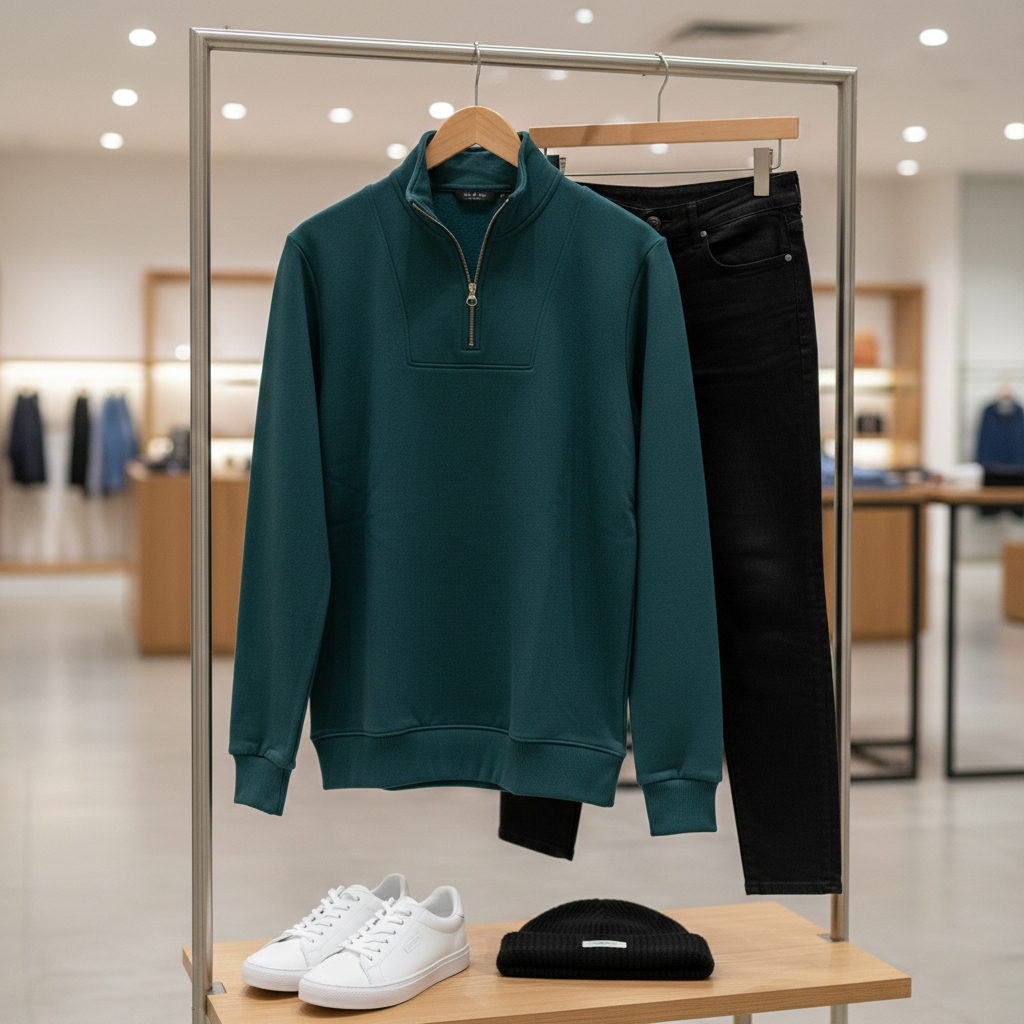 دورس مردانه نیم زیپ مدل Behbod-سبز