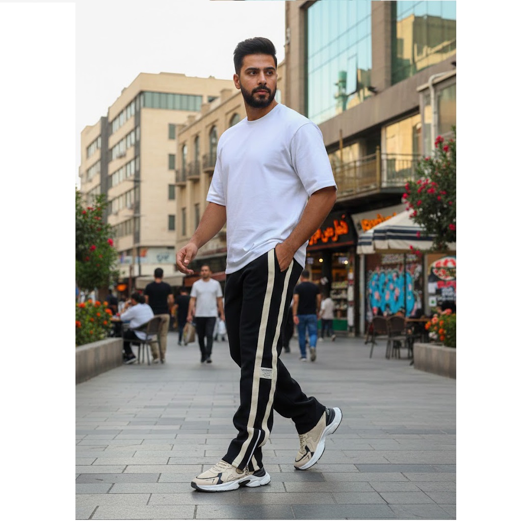 شلوار مردانه دونوار پایین زیپ مدل Alishan-مشکی