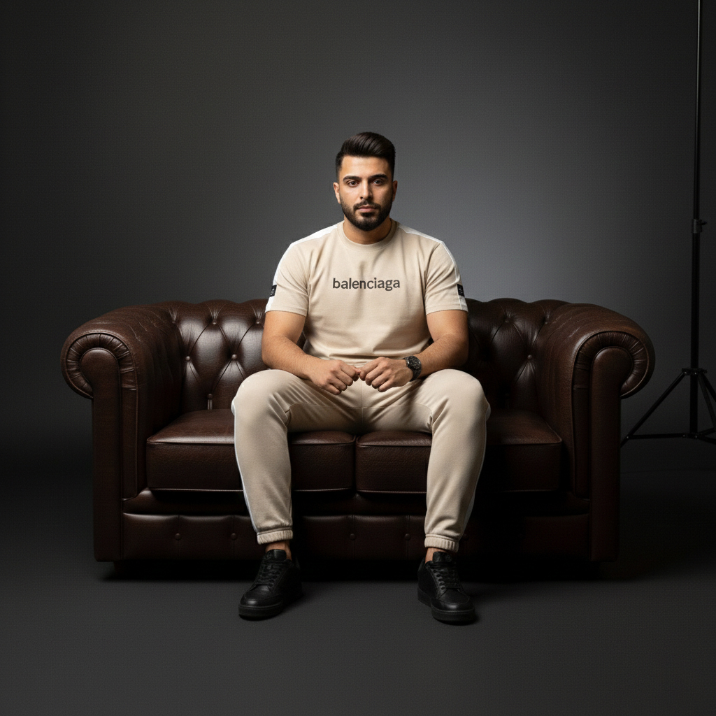 ست تیشرت و شلوار مردانه بنگال کش Balenciaga-کرم